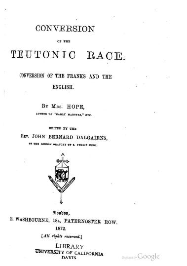 Title page of 'The Conversion of the Teutonic Race'