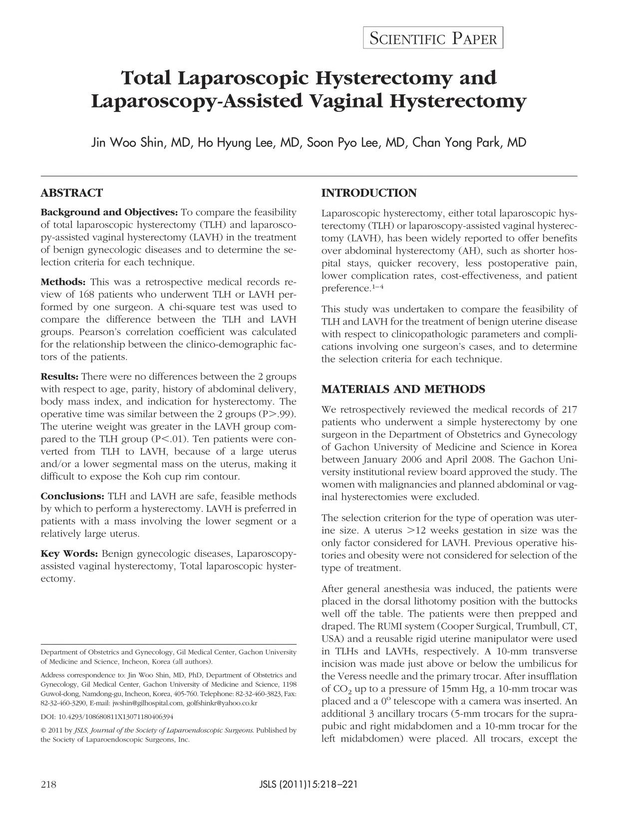 Total Laparoscopic Hysterectomy and Laparoscopy-Assisted Vaginal  Hysterectomy. : Shin, Jin Woo : Free Download, Borrow, and Streaming :  Internet Archive