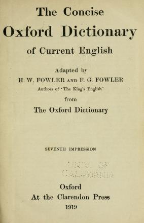 The Concise Oxford Dictionary Of Current English in pdf